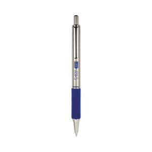 Zebra F-402 Ballpoint Pen, Retractable, Fine 0.7 mm, Blue Ink, Stainless Steel/Blue Barrel, 2/Pack (ZEB29222) View Product Image