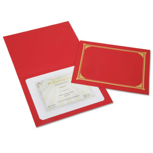 AbilityOne 7510016272960 SKILCRAFT Gold Foil Document Cover, 12.5 x 9.75, Red, 6/Pack (NSN6272960) View Product Image