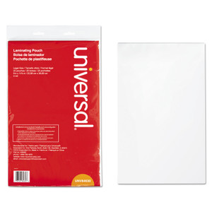 Universal Laminating Pouches, 3 mil, 9" x 14.5", Gloss Clear, 25/Pack (UNV84630) View Product Image