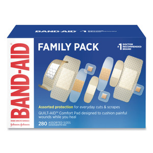 BAND-AID Sheer and Clear Adhesive Bandages, Assorted Sizes, 280/Box View Product Image