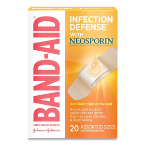 BAND-AID Antibiotic Adhesive Bandages, Assorted Sizes, 20/Box (JOJ5570) View Product Image