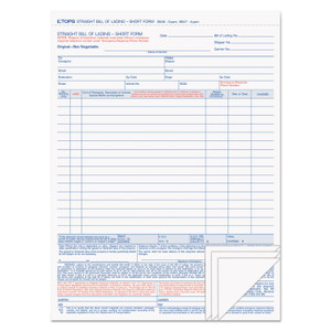 TOPS Bill of Lading, Four-Part Carbonless, 8.5 x 11, 50 Forms Total (TOP3847) View Product Image