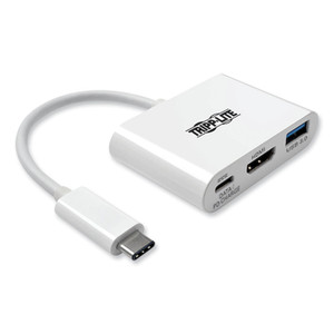 Tripp Lite USB 3.1 Gen 1 USB-C to HDMI 4K Adapter, USB-A/USB-C PD Charging Ports, 3", White (TRPU44406NH4UC) View Product Image