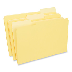 Universal Interior File Folders, 1/3-Cut Tabs: Assorted, Legal Size, 11-pt Stock, Yellow, 100/Box View Product Image