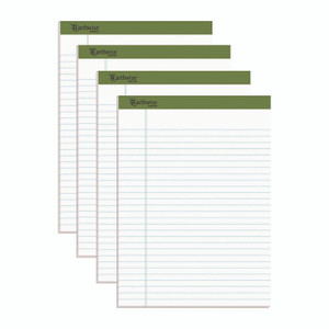 Ampad Earthwise by Ampad Recycled Writing Pad, Wide/Legal Rule, Politex Sand Headband, 40 White 8.5 x 11.75 Sheets, 4/Pack View Product Image