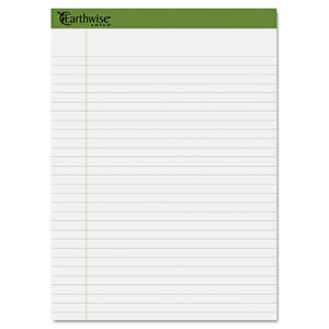 Ampad Earthwise by Ampad Recycled Writing Pad, Wide/Legal Rule, Politex Sand Headband, 40 White 8.5 x 11.75 Sheets, 4/Pack (TOP40102) View Product Image