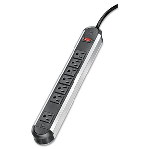 Fellowes Metal Power Strip, 7 Outlets, 12 ft Cord, Black/Silver (FEL99089) View Product Image