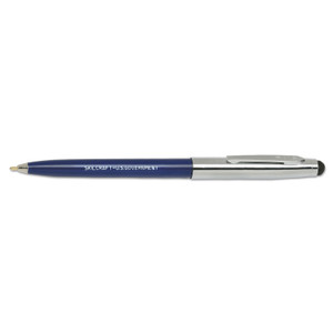 AbilityOne 7520016438195 SKILCRAFT Combo Ballpoint Pen/Stylus, Retractable, Medium 1 mm, Blue Ink, Blue/Silver Barrel (NSN6438195) View Product Image