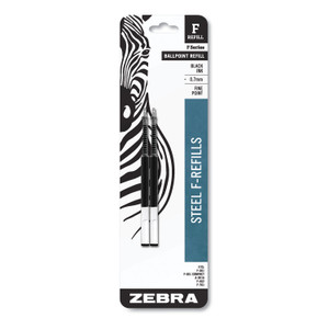 Zebra F-Refill for Zebra F-Series Ballpoint Pens, Fine Conical Tip, Black Ink, 2/Pack View Product Image