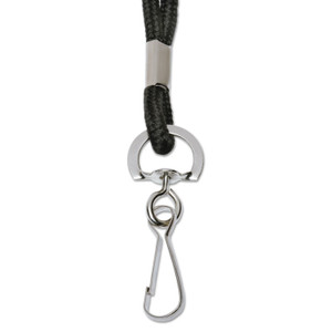 AbilityOne 8455016452730, SKILCRAFT Polyester Cord Lanyard, Metal J-Hook Fastener, 36" Long, Black, Dozen View Product Image