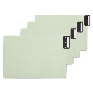 Smead 100% Recycled End Tab Pressboard Guides with Metal Tabs, 1/3-Cut End Tab, Blank, 8.5 x 14, Green, 50/Box (SMD63235) View Product Image