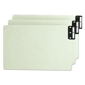 Smead 100% Recycled End Tab Pressboard Guides with Metal Tabs, 1/3-Cut End Tab, A to Z, 8.5 x 14, Green, 25/Set (SMD63276) View Product Image