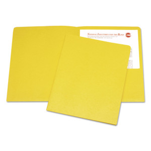 AbilityOne 7510015122414 SKILCRAFT Double Pocket Portfolio, 0.38" Capacity, 11 x 8.5, Yellow, 25/Box (NSN5122414) View Product Image