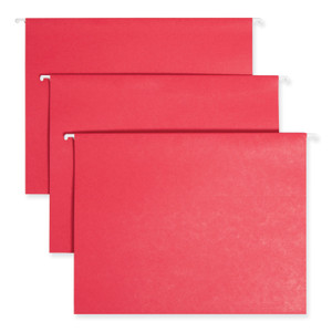 Smead TUFF Hanging Folders with Easy Slide Tab, Letter Size, 1/3-Cut Tabs, Red, 18/Box View Product Image