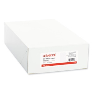 Universal Deluxe Tyvek Envelopes, #10 1/2, Square Flap, Self-Adhesive Closure, 9 x 12, White, 100/Box View Product Image