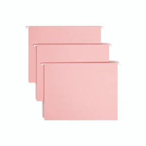 Smead Colored Hanging File Folders with 1/5 Cut Tabs, Letter Size, 1/5-Cut Tabs, Pink, 25/Box View Product Image