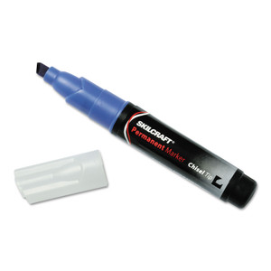 AbilityOne 7520009731060 SKILCRAFT Chisel Tip Large Permanent Marker, Broad Chisel Tip, Blue, Dozen (NSN9731060) Product Image 