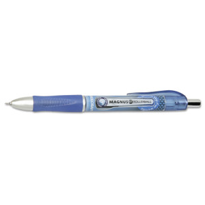 AbilityOne 7520016539299, SKILCRAFT Needle Point Rollerball Pen, Retractable, Fine 0.7 mm, Blue Ink, Blue/White/Black Barrel, Dozen View Product Image