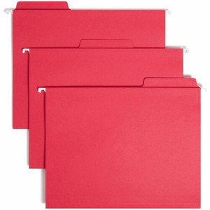 Smead FasTab 1/3 Tab Cut Letter Recycled Hanging Folder - 8 1/2" x 11" - 3/4" Expansion - Top Tab Location - Assorted Tab Position - 11 pt. Product Image 