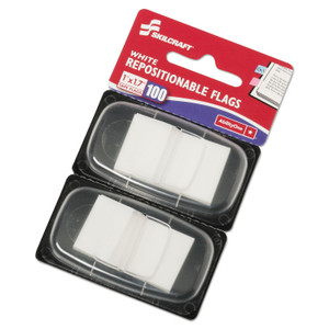 AbilityOne 7510013152022, SKILCRAFT Page Flags, 1 x 1.75, White, 50 Flags/Dispenser, 2 Dispensers/Pack100/Pack View Product Image