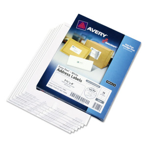 AbilityOne 7530013025504 SKILCRAFT Laser Labels, Label Printers, 1.33 x 4, White, 14/Sheet, 100 Sheets/Box (NSN3025504) View Product Image