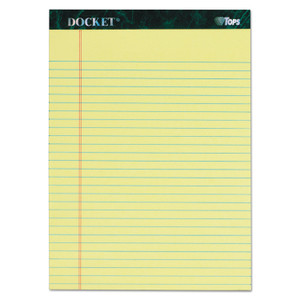 TOPS Docket Ruled Perforated Pads, Wide/Legal Rule, 50 Canary-Yellow 8.5 x 11.75 Sheets, 6/Pack (TOP63406) View Product Image