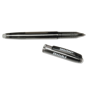 AbilityOne 7520016580390 SKILCRAFT Erasable Re-Write Gel Pen, Stick, Fine 0.5 mm, Black Ink, Smoke/Black Barrel, Dozen (NSN6580390) View Product Image