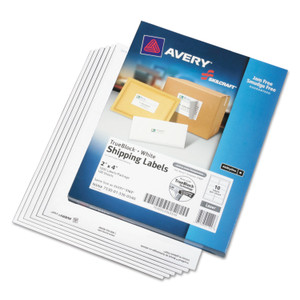 AbilityOne 7530013360540 SKILCRAFT Laser Labels, Label Printers, 2 x 4, White, 10/Sheet, 100 Sheets/Box (NSN3360540) View Product Image