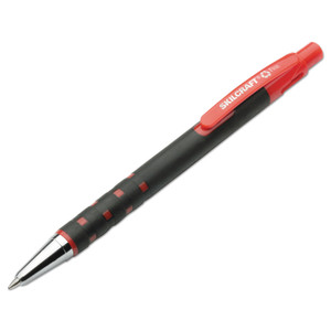 AbilityOne 7520013527311 SKILCRAFT Rubberized Ballpoint Pen, Retractable, Fine 0.7 mm, Red Ink, Black Barrel, Dozen (NSN3527311) View Product Image