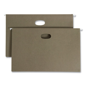Smead 100% Recycled Hanging Pockets with Full-Height Gusset, 1 Section, 3.5" Capacity, Legal Size, Standard Green, 10/Box View Product Image
