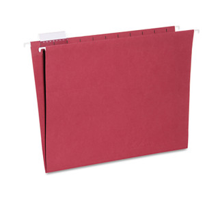 AbilityOne 7530013649500 SKILCRAFT Hanging File Folder, Letter Size, 1/5-Cut Tabs, Red, 25/Box (NSN3649500) View Product Image
