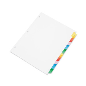 AbilityOne 7530013683492 SKILCRAFT Multiple Index Sheets, 26-Tab, A to Z, 11 x 8.5, White, 1 Set (NSN3683492) View Product Image