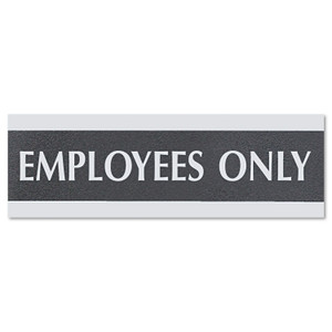 Headline Sign Century Series Office Sign, EMPLOYEES ONLY, 9 x 3, Black/Silver (USS4760) View Product Image