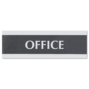 Headline Sign Century Series Office Sign, OFFICE, 9 x 3, Black/Silver (USS4762) View Product Image