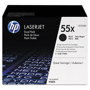 HP 55X, (CE255X-D) 2-Pack High-Yield Black Original LaserJet Toner Cartridges View Product Image