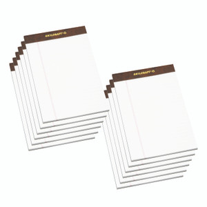 AbilityOne 7530013723107, SKILCRAFT Legal Pads, Wide/Legal Rule, Brown Leatherette Headband, 50 White 5 x 8 Sheets, Dozen View Product Image