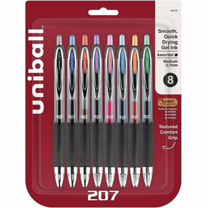 uniball™ 207 Gel Pen - 0.7 mm Medium Conical Pen Point - Refillable - Retractable - Black, Blue, Green, Light Blue, Orange, Pink, Purple, Red Ink - Pigment-based Product Image 