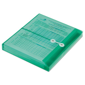 AbilityOne 7530016618835, SKILCRAFT Poly String/Button Side-Loading 1.25" Expansion Envelope, 1 Section, Letter Size, Green, 5/Pack View Product Image
