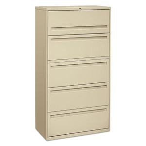 HON Brigade 700 Series Lateral File, 4 Legal/Letter-Size File Drawers, 1 File Shelf, 1 Post Shelf, Putty, 36" x 18" x 64.25" (HON785LL) View Product Image