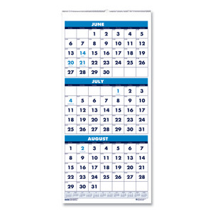 House of Doolittle Recycled Three-Month Format Wall Calendar, Vertical Orientation, 8 x 17, White Sheets, 14-Month (June to July): 2023 to 2024 View Product Image