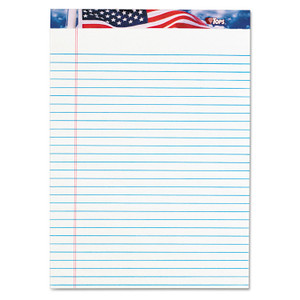 TOPS American Pride Writing Pad, Wide/Legal Rule, Red/White/Blue Headband, 50 White 8.5 x 11.75 Sheets, 12/Pack View Product Image