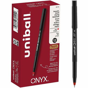 uniball™ Onyx Rollerball Pens - 0.7 mm Fine Pen Point - Red Ink - Metal Tip Product Image 