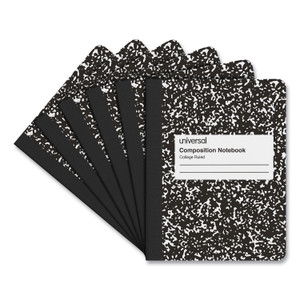 Universal Composition Book, Medium/College Rule, Black Marble Cover, (100) 9.75 x 7.5 Sheets, 6/Pack View Product Image