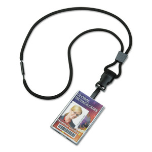 AbilityOne 8455016130195 SKILCRAFT Breakaway Lanyard/Smart Card Holder, Plastic Swivel Hook Fastener, 36" Long, Polyester, Black, Dozen (NSN6130195) View Product Image