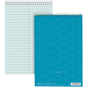 TOPS Prism Steno Books - 80 Sheets - Wire Bound - Gregg Ruled Margin - 6" x 9" Sheet Size - Blue Paper Product Image 