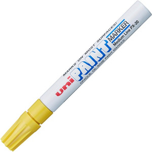 uniball™ uni-Paint PX-20 Oil-Based Paint Marker - Medium Marker Point - Yellow Ink - Oil Based - White Barrel - (UBC63605) Product Image 