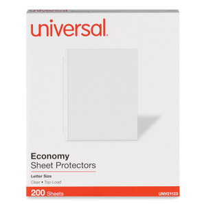 Universal Standard Sheet Protector, Economy, 8.5 x 11, Clear, 200/Box (UNV21123) View Product Image