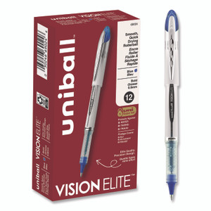uniball VISION ELITE Hybrid Gel Pen, Stick, Bold 0.8 mm, Blue Ink, White/Blue/Clear Barrel View Product Image
