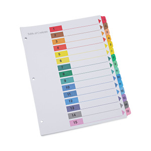 Universal Deluxe Table of Contents Dividers for Printers, 15-Tab, 1 to 15; Table Of Contents, 11 x 8.5, White, 6 Sets View Product Image