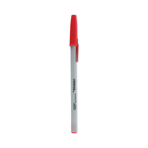 Universal Ballpoint Pen, Stick, Medium 1 mm, Red Ink, Gray Barrel, Dozen (UNV27412) View Product Image